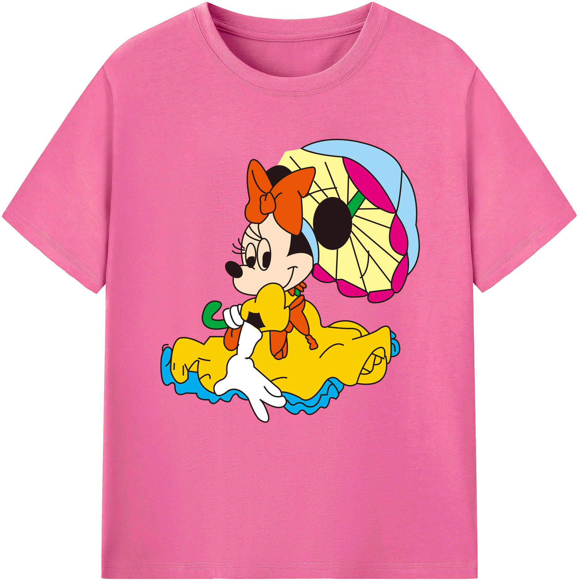 （画像用） ミッキーマウス Mickey Mouse レディースカジュアルプリントTシャツ（綿100％）